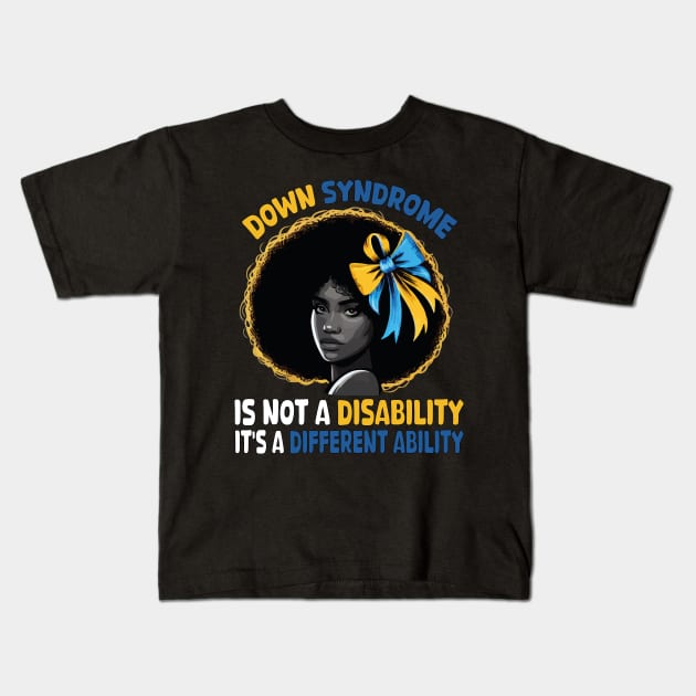 World Down Syndrome Awareness Day Trisomy 21 Black American Kids T-Shirt by JUST PINK